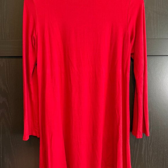 Eileen Fisher Women's Red Tunic Blouse XS Long Sleeves Lagenlook Stretch - Picture 2 of 7